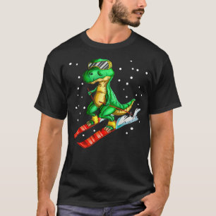 Dino mit Ski Goggles Skier Dinosaur Trex Skifahren T-Shirt
