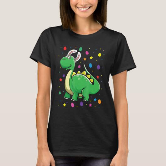 Dino mit sonnigen Ohren Funny Egg Jagen Dinosaur E T-Shirt (Vorderseite)