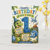 Dino-Mite 1. Geburtstag  Karte (Gelbe Blume)