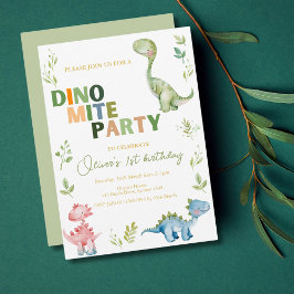 Dino-mite 1. Geburtstags-Party Einladung