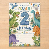 Dino-Mite 2. Geburtstag  Acryleinladungen (Vorderseite)