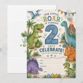 Dino-Mite 2. Geburtstag Einladung (Vorne/Hinten)