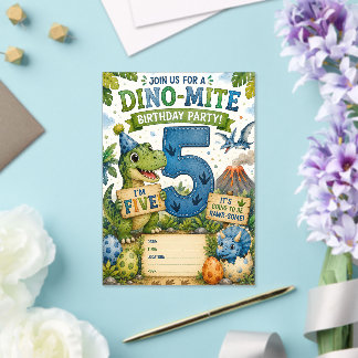 Dino-Mite 5. Geburtstagseinladung Acryleinladungen