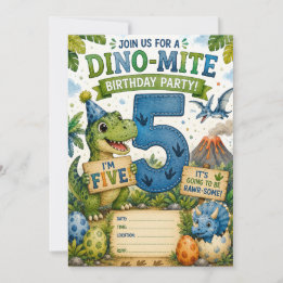Dino-Mite 5. Geburtstagseinladung Einladung