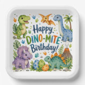 Dino-Mite Alles Gute zum Geburtstag Pappteller (Vorderseite)
