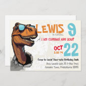 Dino-mite Birthday Bash: Roar with the T-Rex Einladung (Vorne/Hinten)