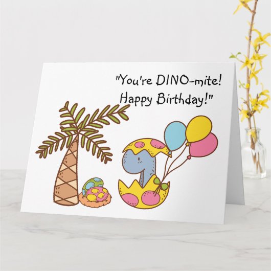 DINO-mite Birthday Karte (Gelbe Blume)