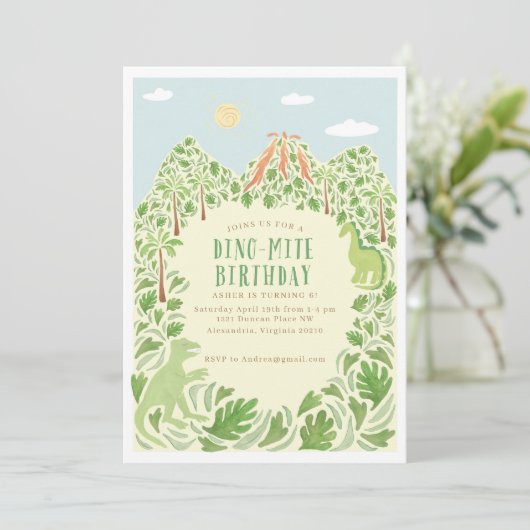 Dino-mite Birthday Party Einladung (Stehend Vorderseite)