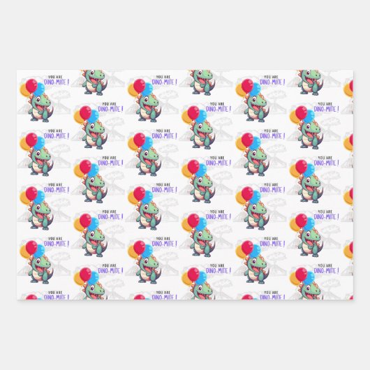 Dino-mite Birthday Wrapping Sheets Geschenkpapier Set (Vorderseite 2)
