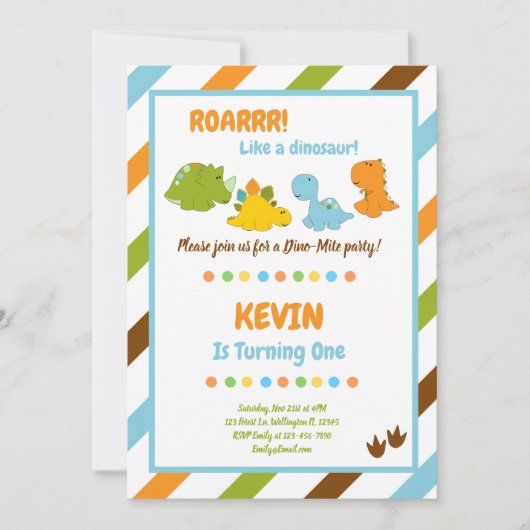 Dino-Mite Dinosaur Einladung zum Geburtstag (Vorderseite)