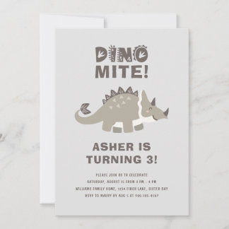 Dino Mite Dinosaur Geburtstagsparty Einladung