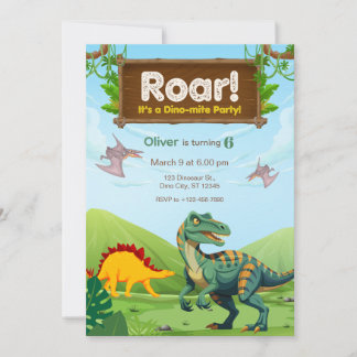 Dino-Mite Dinosaurien-Geburtstagsfeier Einladung