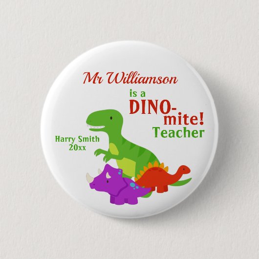 Dino-mite Dinosaurier Lehrerbewertung Button (Vorderseite)