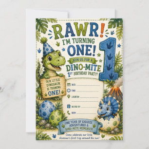Dino-Mite Einladung zum 1. Geburtstag