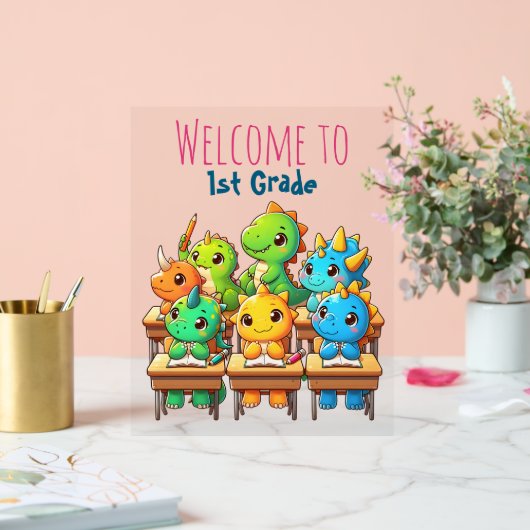 Dino-Mite Erste Grader! - Ein Jurassischer Willkom Acrylschild (Hochzeit)