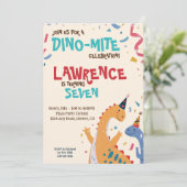 Dino-Mite Festive Dinosaur Geburtstagsparty Einladung (Stehend Vorderseite)
