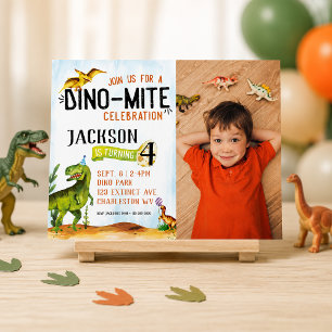 Dino-Mite Foto Dinosaur Geburtstagseinladung Einladung