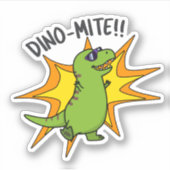 Dino-mite Funny TRex Dinosaur Pun Aufkleber (Vorderseite)