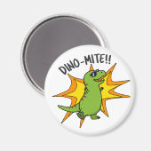Dino-mite Funny TRex Dinosaur Pun Magnet (Vorderseite/Rückseite)