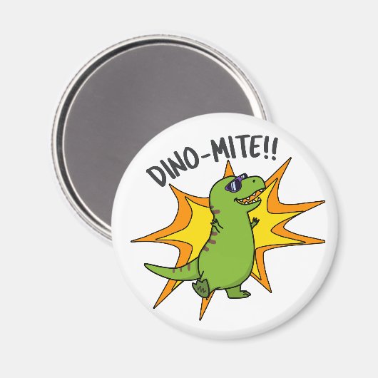 Dino-mite Funny TRex Dinosaur Pun Magnet (Vorderseite/Rückseite)