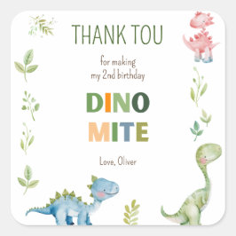 Dino-mite-Geburtstag Quadratischer Aufkleber