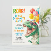 Dino-Mite Geburtstagsfeier-Design Einladung (Stehend Vorderseite)