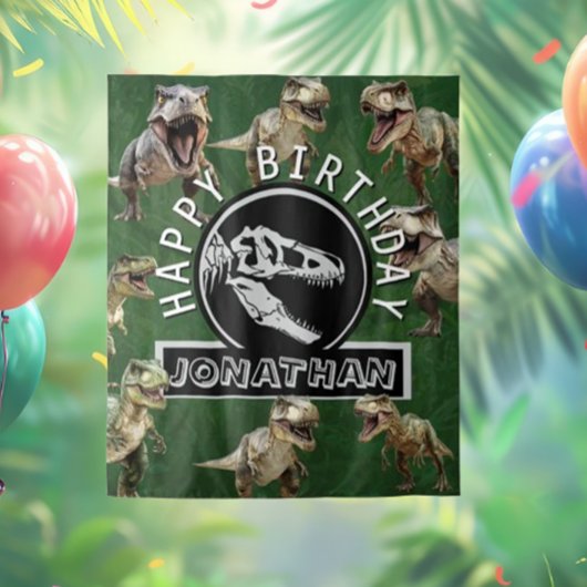 Dino-Mite Geburtstagsparty im Hintergrund Wandteppich