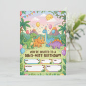 Dino-Mite Kids Birthday Party Invitation Einladung (Stehend Vorderseite)