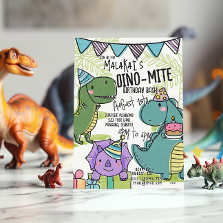Dino-Mite Kid's Geburtstagsparty Dinosaurier Einla Einladung