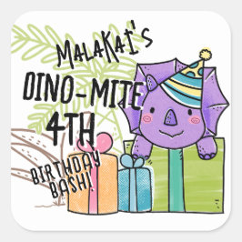 Dino-Mite Kids Geburtstagsparty Dinosaurier Quadratischer Aufkleber