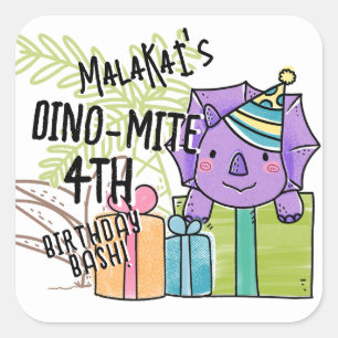 Dino-Mite Kids Geburtstagsparty Dinosaurier Quadratischer Aufkleber