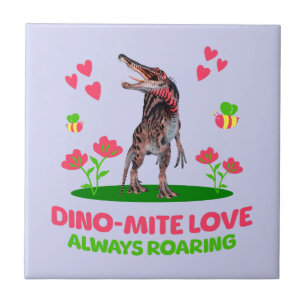 Dino-Mite-Liebe, immer roaring Funny Dinosaur Fliese