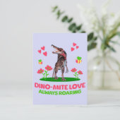 Dino-Mite-Liebe, immer roaring Funny Dinosaur Postkarte (Stehend Vorderseite)