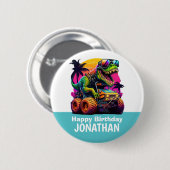 Dino-Mite MONSTER TRUCK Geburtstagspartei Button (Vorne & Hinten)