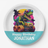 Dino-Mite MONSTER TRUCK Geburtstagspartei Pappteller (Vorderseite)