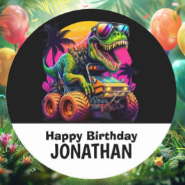 Dino-Mite Monster Truck Geburtstagsparty Runder Pappuntersetzer