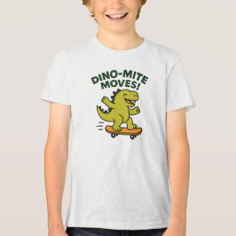 Dino-Mite Moves Cool Skateboarding Dinosaur Tri-Blend Shirt
