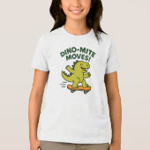 Dino-Mite Moves Cool Skateboarding Dinosaur Tri-Blend Shirt (Vorderseite)