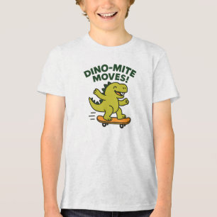 Dino-Mite Moves Cooler Skateboard-Dinosaur Tri-Blend Shirt