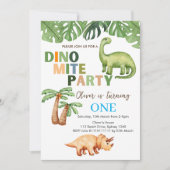 Dino-mite Party 1. Geburtstag Einladung (Vorderseite)
