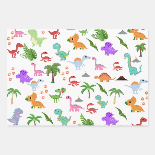 "Dino-mite Party: Jurassic Joy Unleashed! Geschenkpapier Set (Vorderseite 3)