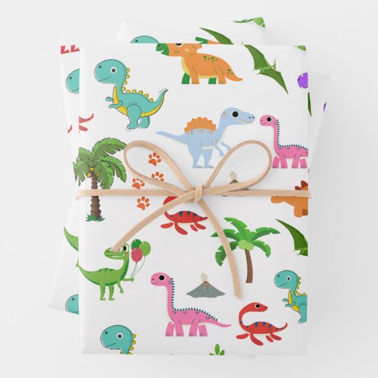 "Dino-mite Party: Jurassic Joy Unleashed! Geschenkpapier Set (Beispiel)