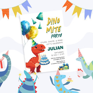 Dino Mite Party Tyrex Dinosaur Geburtstag Einladung