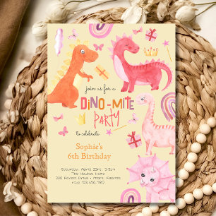 Dino-mite rosa Dino-Geburtstagseinladung Einladung