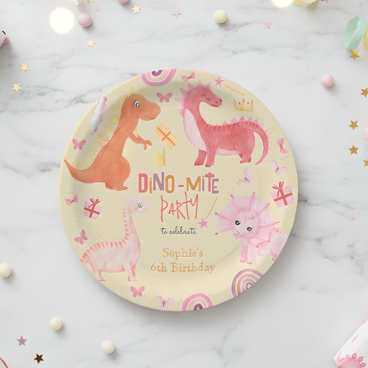 Dino-Mite-Rosa-Dino-Geburtstagsparty Pappteller
