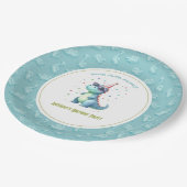 Dino-Mite "Stomp, Chomp & Party" Dinosaur Geburtst Pappteller (Schrägansicht)