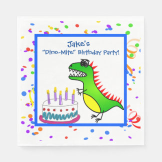 Dino-Mite Time Dinosaur und Cake Birthday Party Serviette