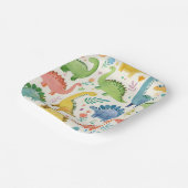 DINO-MITE Wasserfarbe Dinosaurier Kindergeburtstag Pappteller (Gewinkelt)