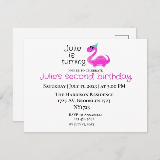 Dino-mite zum Geburtstag Postkarte (Vorne/Hinten)