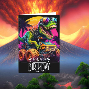 Dino Monster Truck Happy Birthday Karte